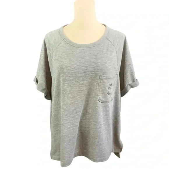 Victoria's Secret PINK "Take Me Away"‎ Pocket Tee with Cuffed Sleeves - Picture 1 of 3